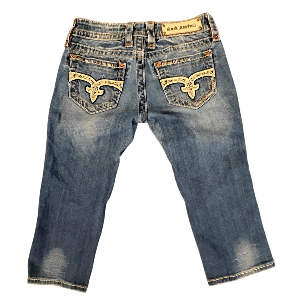 Rock Revival Angel Capri sz 25 W denim dark wash preppy streetwear embroidered